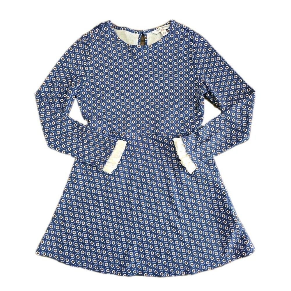 Brooks Brothers Floral Long Sleeve Dress Girls Size Large Blue Red White Ruffle - Picture 4 of 10